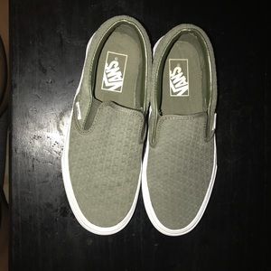 olive green slip on vans